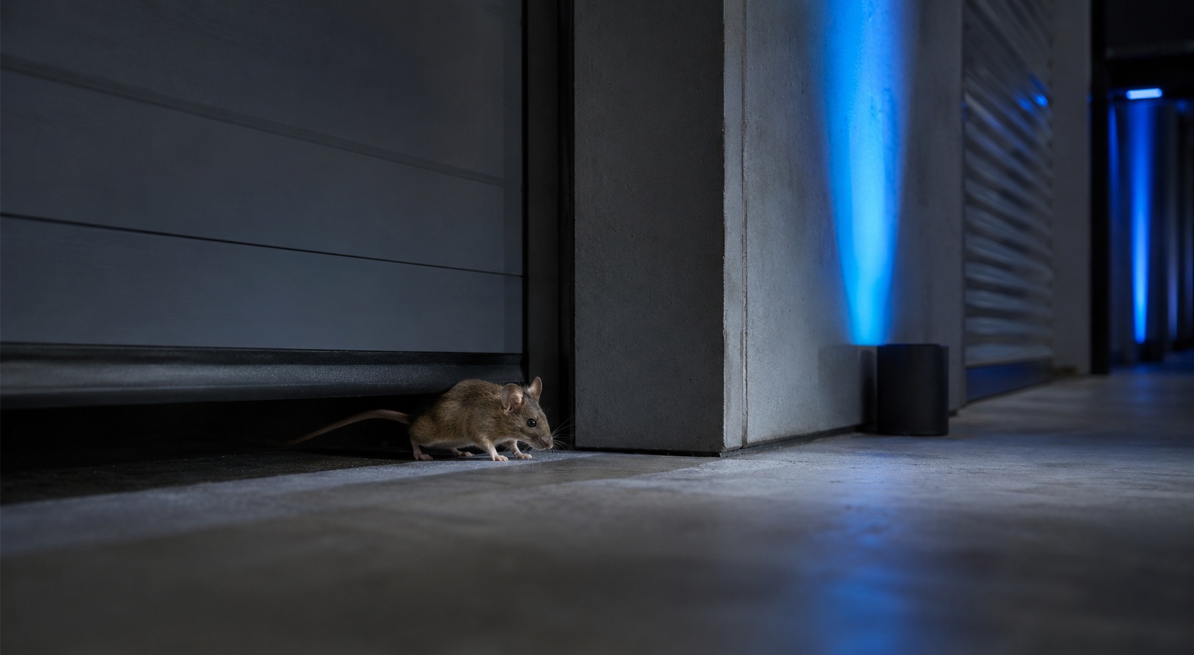 House mouse near a warehouse threshold